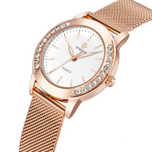 WWOOR 8877 Watches Women New Style Quartz Wristwatches Diamond Watch Stainless Steel Mesh Fashion Reloj de mujer